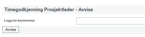 Skjermbilde av dialogrute for å avvise en timeliste