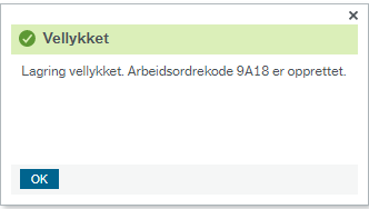 Skjermbilde av en bekreftelse