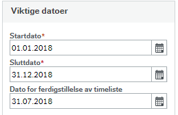 Skjermbilde av datofelter