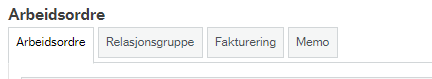 Skjermbilde av fanene i en arbeidsordre