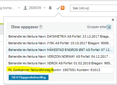 Skjermbilde av oppgaver